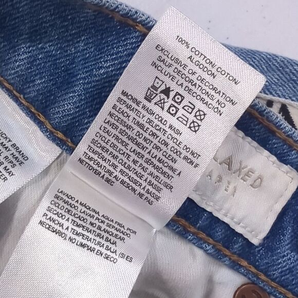 Lucky Brand Jeans womens 2 Blue Relaxed Tapered Light Wash Embroidered Trim - Picture 12 of 15